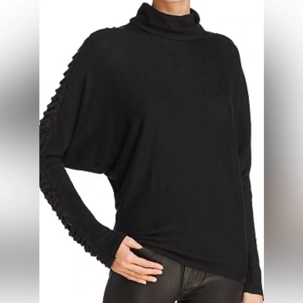 Ella Moss Crisscross Open-Knit-Sleeve Turtleneck Sweater - Picture 1 of 3